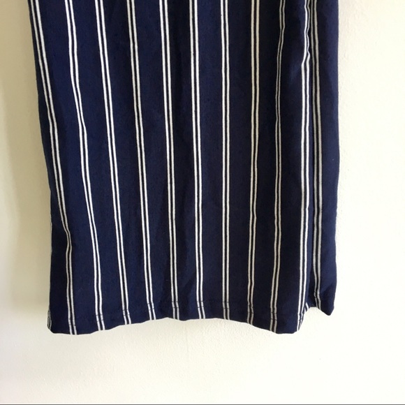 JUMPSUIT Navy Wide Leg Striped Open Back Tie Bow - Picture 8 of 8